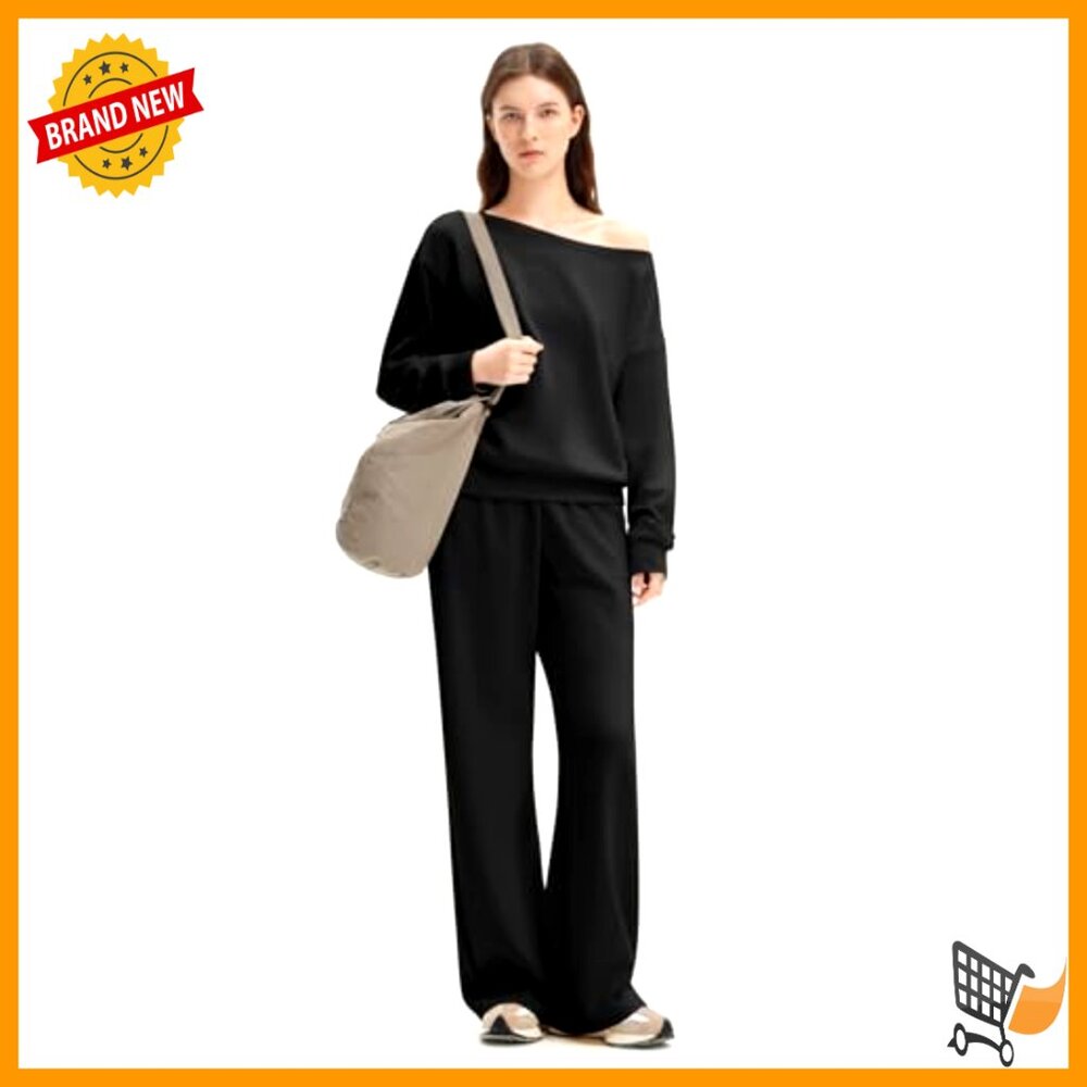 Off Shoulder Lounge Set Oversized Sweatshirt Wide… - image 6